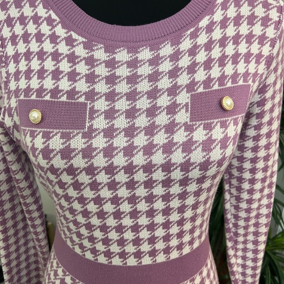 SHEIN Houndstooth Sweater Dress Purple Women Size Small - Picture 5 of 7